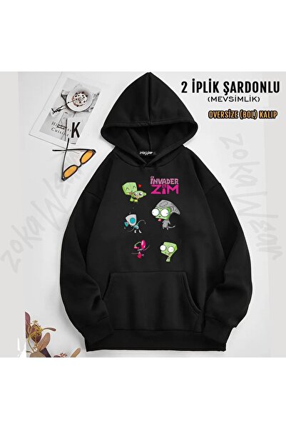 ZOKAWEAR سترة Invader Zim v22 مطبوع بغطاء رأس (خيطين)