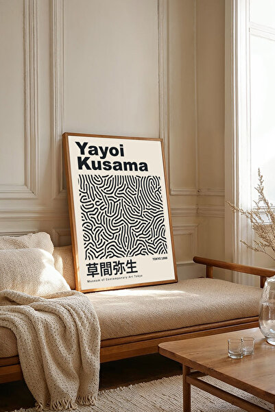 Dekorsiahome One Piece Wooden Framed Yayoi Kusama Paintings Tk2532