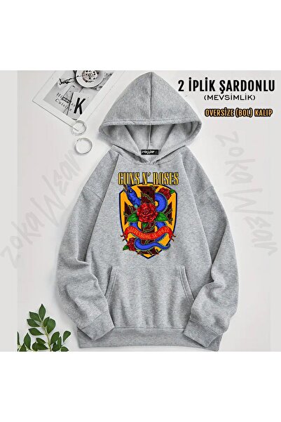 ZOKAWEAR Guns N Roses V48 Printed Hooded Sweatshirt (2 Thread)