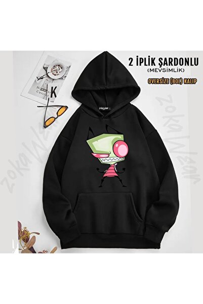 ZOKAWEAR Φούτερ Invader Zim v3 με τύπωμα με κουκούλα (2 νήματα)