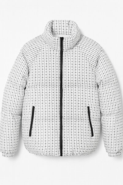 FREZZBİ Men's Lined Water and Windproof Mock Neck Printed Puffer Jacket