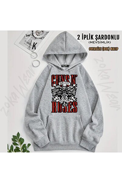 ZOKAWEAR سويت شيرت Guns N Roses v36 مطبوع بغطاء رأس (2 خيط)