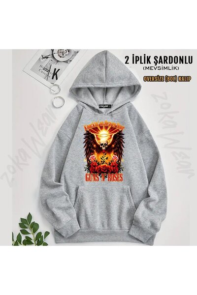 ZOKAWEAR سويت شيرت Guns N Roses v54 مطبوع بغطاء رأس (خيطين)