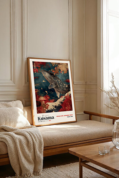 Dekorsiahome Tek Parça Ahşap Çerçeveli Yayoi Kusama Tabloları TK2505