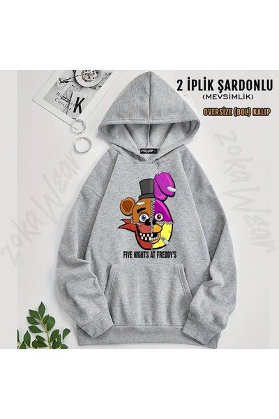 ZOKAWEAR Fnaf Five Nights v12 με τύπωμα με κουκούλα Φούτερ (2 νήματα)