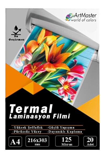 Artmaster A4 Parlak Laminasyon Filmi 20 Li 1 Paket 125 Mikron Pvc Kaplama Lam...