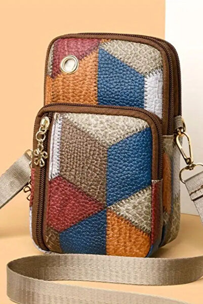ZEYZON Geometrik Desenli Mini Çapraz Omuz Çantası – Unisex, Ayarlanabilir Ask...
