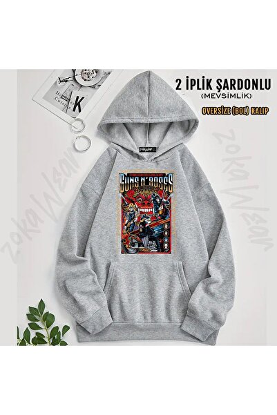 ZOKAWEAR Guns N Roses V59 Printed Hooded Sweatshirt (2 Thread)