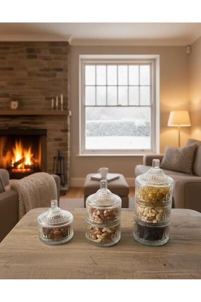 L'Opaline Cam Kapaklı Lokumluk Şekerlik Drajelik – Çok Katlı Cam Kase