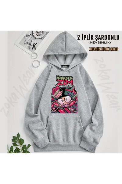 ZOKAWEAR Φούτερ Invader Zim v10 με τύπωμα με κουκούλα (2 νήματα)