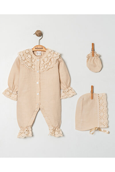 Bebezade Muslin Lace 3 Piece Jumpsuit Set