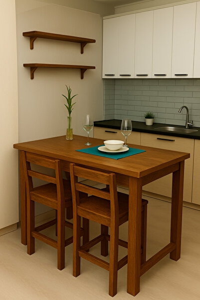 MODERN LİFEE 2 SANDALYE + 60 X 120 x 100 BAR MASASI + 2 RAF