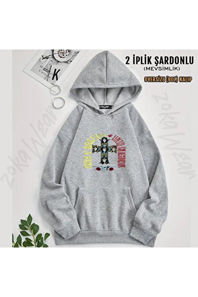 ZOKAWEAR سويت شيرت Guns N Roses v37 مطبوع بغطاء رأس (خيطين)