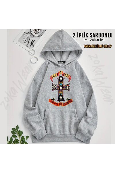 ZOKAWEAR Guns N Roses V12 Printed Hooded Sweatshirt (2 Thread)