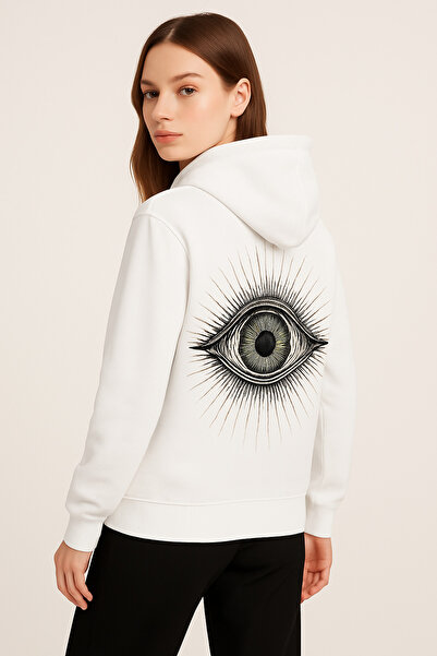 CLASSY.MODA Φούτερ με κουκούλα και τσέπη καγκουρό, με στάμπα και φωτιστικά στ...