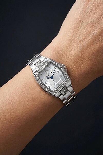 Daniel Klein Gümüş Kavisli Dikdörtgen Model Taşlı Premium Kadın Kol Saati