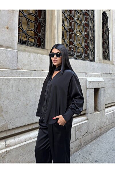 Femaura Bottom-Top Set - Fm0144 Model Flor Detailed Satin Women's Bottom-Top Set