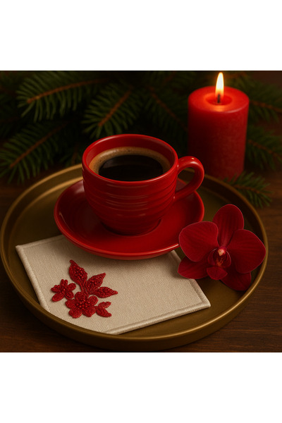 Durushe Handcrafted Premium Coffee Presentation Coaster – Embroidered Stylish...