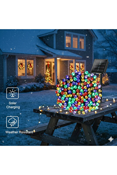 OBSIDION Solar outdoor string lights 30 meters, 300 LEDs multicolor