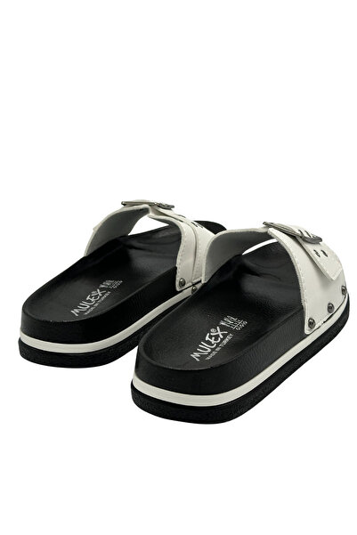 MULEX Zenne 2253 Daily Women's Slippers White Soft Sole Large Buckle Boxed Daily Slippers