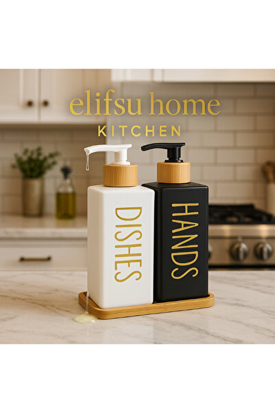 ELİFSU HOME وعاء صابون زجاجي مكون من قطعتين مع حامل