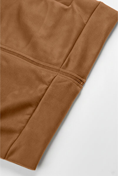 DeepSEA Men's Brown Slim Fit Stretch Fabric Zipper Suede Jacket – Transitional Slim Premium Coat 2504334