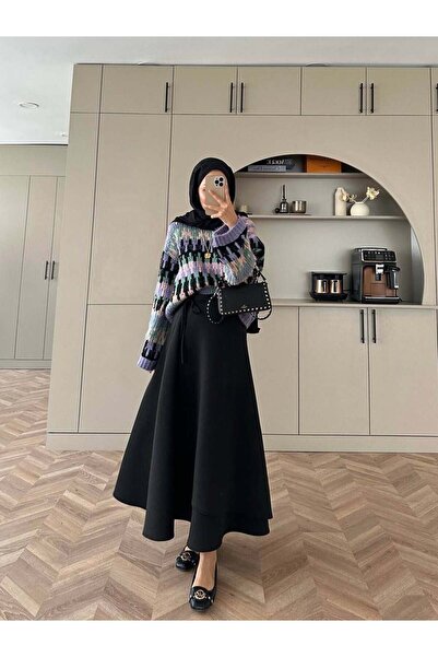 İZYA Hijab Wrap Model Long Boat Skirt – Black Color