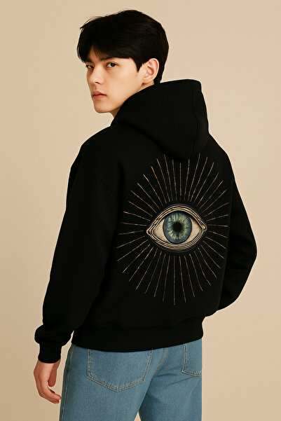 CLASSY.MODA Hanorac unisex cu glugă cu 3 șnururi, buzunar tip cangur și impri...