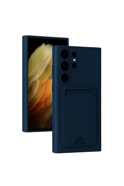 eco port حافظة سامسونج جالاكسي S24 الترا من السيليكون مع بطاقة عمل كلفن - أزرق داكن