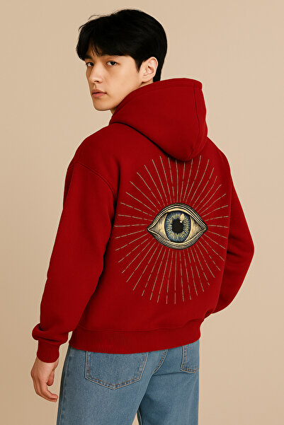 CLASSY.MODA Hanorac unisex cu glugă cu 3 șnururi, buzunar tip cangur și impri...