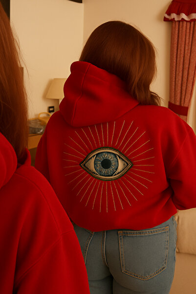 CLASSY.MODA Hanorac supradimensionat cu 3 buzunare tip cangur, cu imprimeu oc...