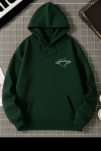 CLASSY.MODA “3 Thread K Hooded Kangaroo Pocket Planet B Printed Comfortable Unisex Sweatshirt”