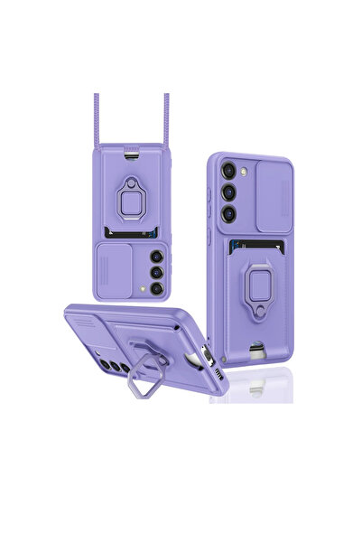 eco port حافظة سامسونج جالاكسي S24 بلس من السيليكون مع حلقة زيما لبطاقة العمل - أرجواني