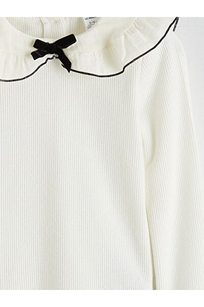 LC Waikiki Lcw Kids Peter Pan collar Textured Girl's T-Shirt