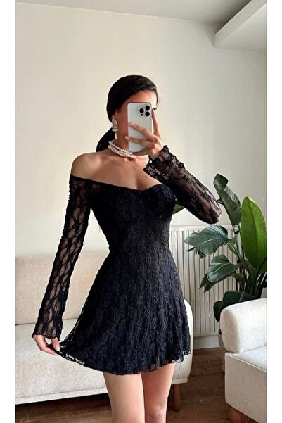 Foola Moda Φόρεμα με δαντέλα με επένδυση