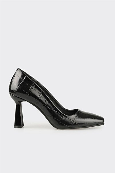 Elle Shoes Siyah Deri Kadın Stiletto