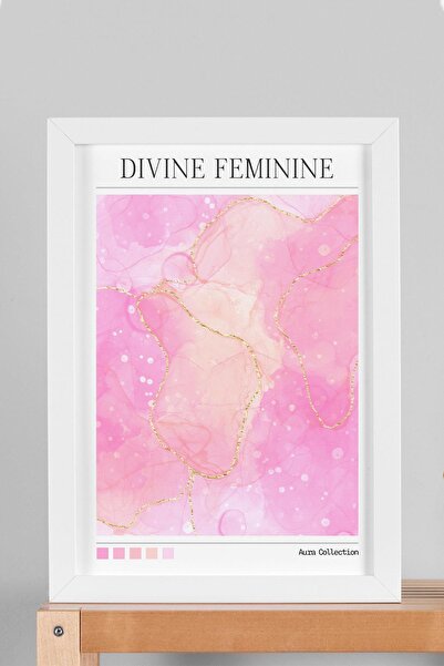 Saturn Божествена женственост в рамка Божествена женственост Розово Жълто Аур...