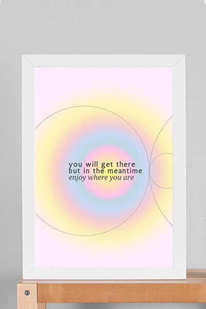 Saturn Placă de artă înrămată cu rame, Enjoy Where You Are, Aura Energy Colors