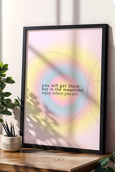 Saturn Placă de artă înrămată cu rame, Enjoy Where You Are, Aura Energy Colors