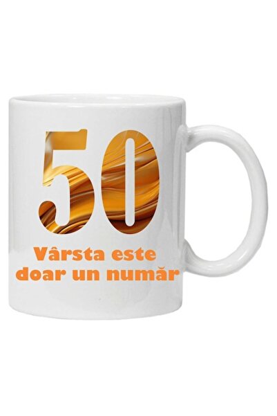 CRD PRINT Personalized Ceramic Mug 'Age Is Just a Number - Variant 2 - 50', White, 330 ml