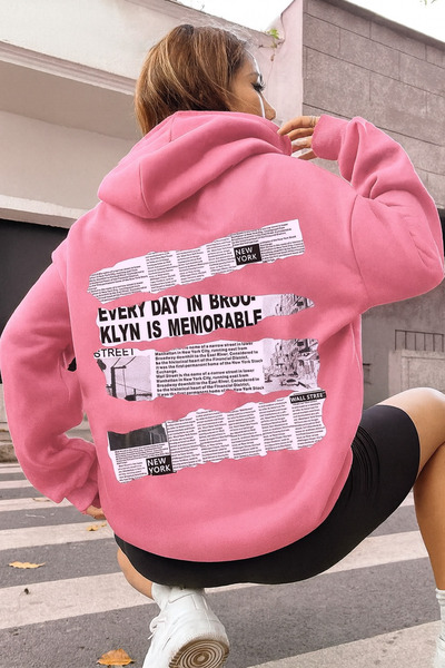 CLASSY.MODA قميص رياضي بثلاثة خيوط مع جيب على شكل حيوان الكنغر وطباعة نيو يور...