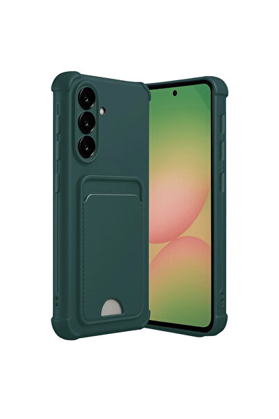 eco port حافظة سامسونج جالاكسي A36 من السيليكون مع بطاقة عمل كلفن - أخضر داكن