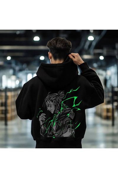 CLASSY.MODA Φούτερ O oversized με με κουκούλα νήματα K, τσέπες καγκουρό και σ...