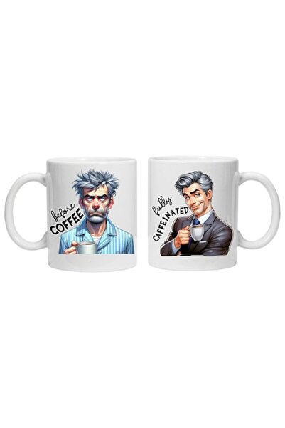 CRD PRINT Cană personalizată cu imprimeu „înainte și după cafea - model 2”, A...