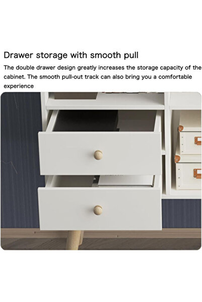 AGD Modern Buffet Sideboard with 2 Storage Drawers 100x35x90 cm, White