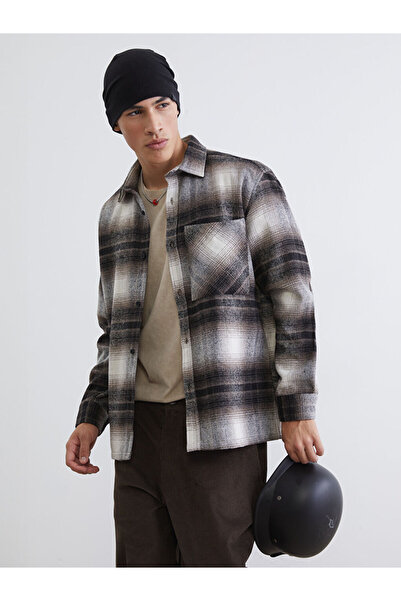 LC Waikiki Comfortable and Stylish Checked Embroidered Wool Blend Men's Lumbe...