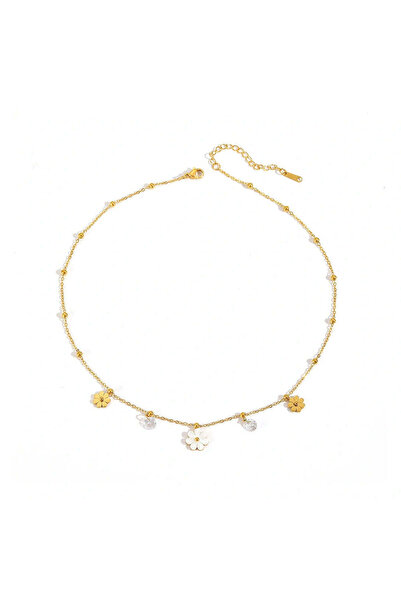 RAFINI Golden Petals Necklace - Placată cu Aur 18K, Otel inoxidabil