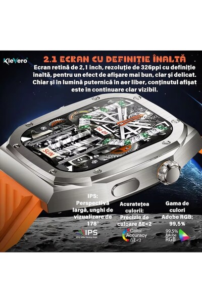 KleVero Z79Max Orange Smartwatch, 2.1" Display, IP68, 121 Sport Modes
