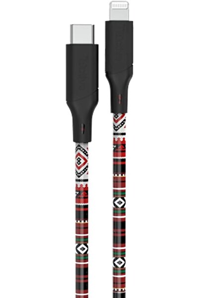 wopow كابل شحن سريع USB-C للهواتف المحمولة (1 متر) - أحمر/أسود، تصميم سادو - متوافق مع أجهزة iPhone وSamsung وPi