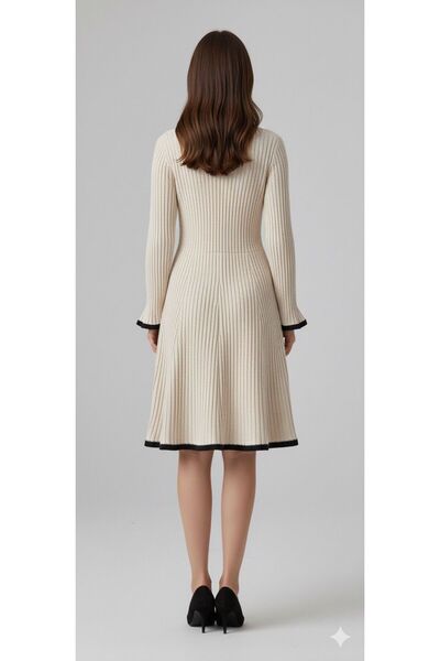 DEHA textile Soft Cream Pearl Detail Knit Dress